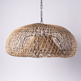 Suspension "Fungi chic" de style Bohème en rotin naturel