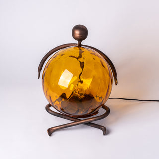 Grande Lampe à Poser "Joueur de Tambour" en Verre Soufflé - Couleur Transparente Miel