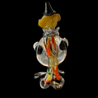 Sculpture Murano authentique "clown au chapeau noir" :pièce de collection en pâte de verre