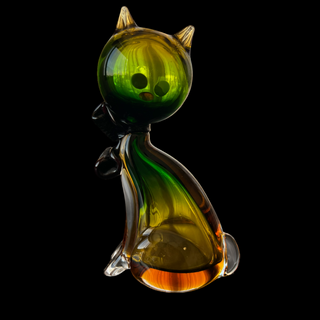 Sculpture Murano authentique "chat potté" :pièce de collection en pâte de verre